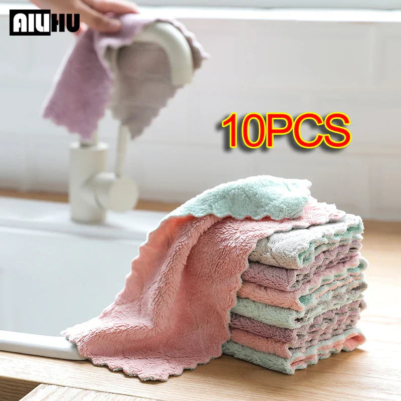 5/10pc Kitchen Accessories Super Absorbent Microfiber Dish Cloth Tableware Household Cleaning Towel Kitchen Tools Gadget Ali253