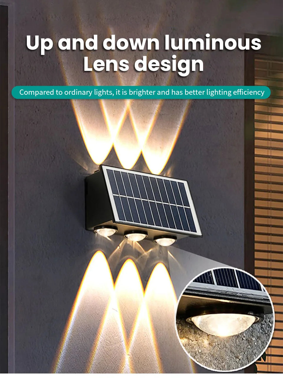 Solar Wall Lamp Outdoor Waterproof Solar Powered Light UP and Down Illuminate Home Garden Yard Decoration Outside Sunlights
