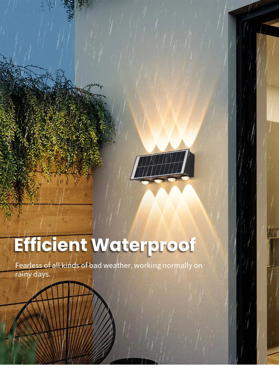 Solar Wall Lamp Outdoor Waterproof Solar Powered Light UP and Down Illuminate Home Garden Yard Decoration Outside Sunlights