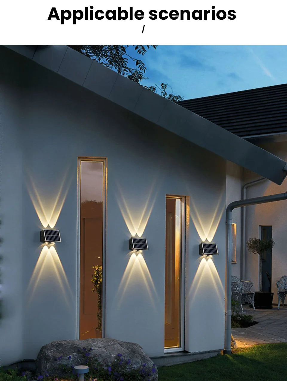 Solar Wall Lamp Outdoor Waterproof Solar Powered Light UP and Down Illuminate Home Garden Yard Decoration Outside Sunlights
