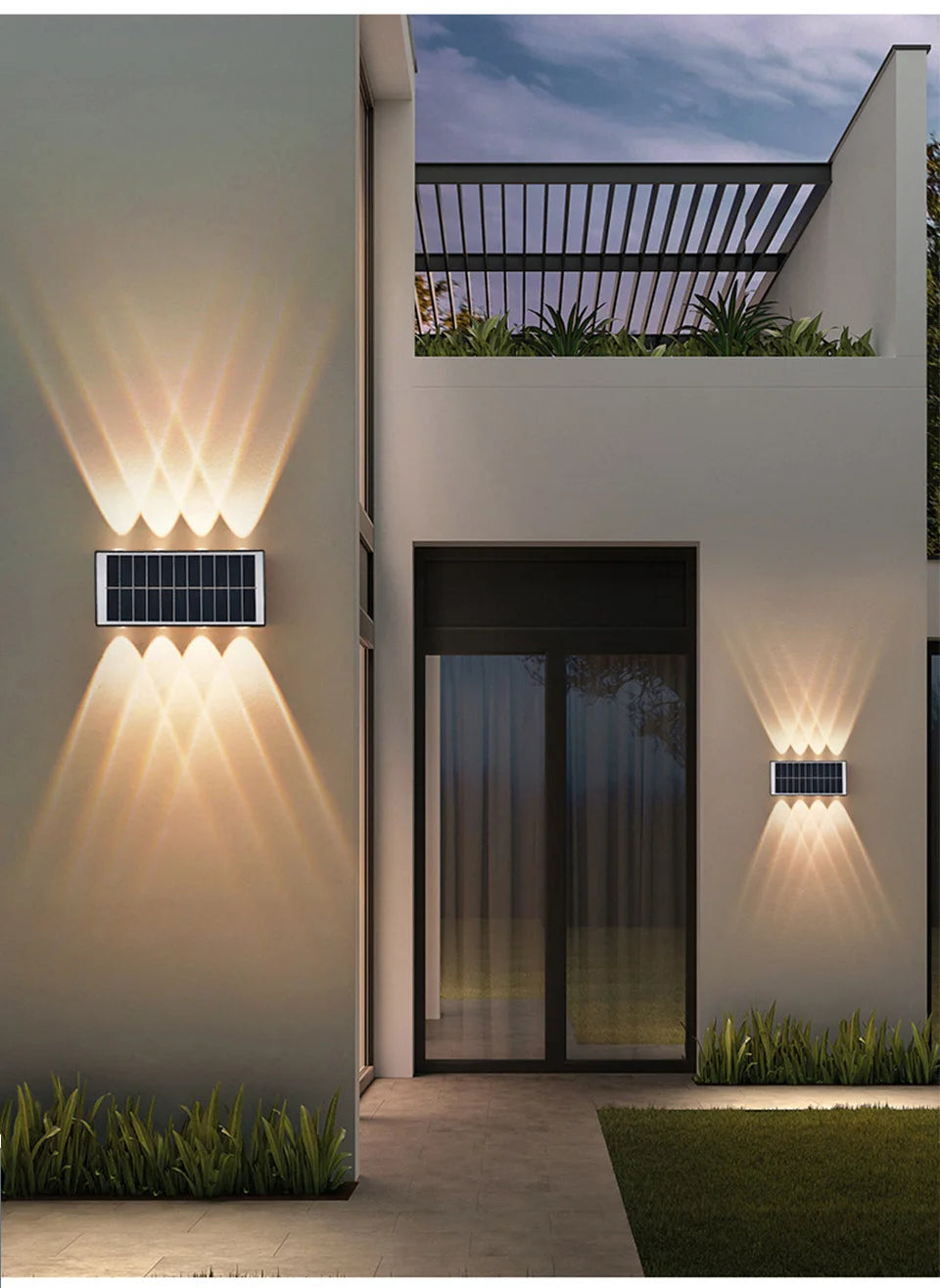 Solar Wall Lamp Outdoor Waterproof Solar Powered Light UP and Down Illuminate Home Garden Yard Decoration Outside Sunlights
