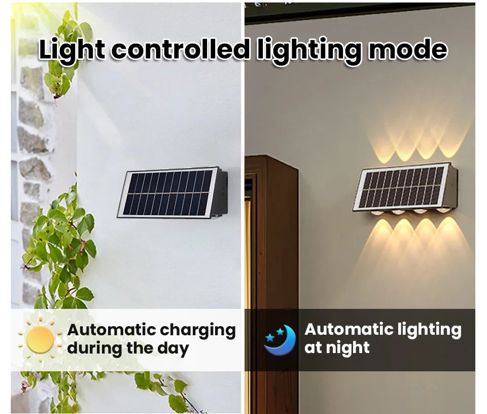 Solar Wall Lamp Outdoor Waterproof Solar Powered Light UP and Down Illuminate Home Garden Yard Decoration Outside Sunlights
