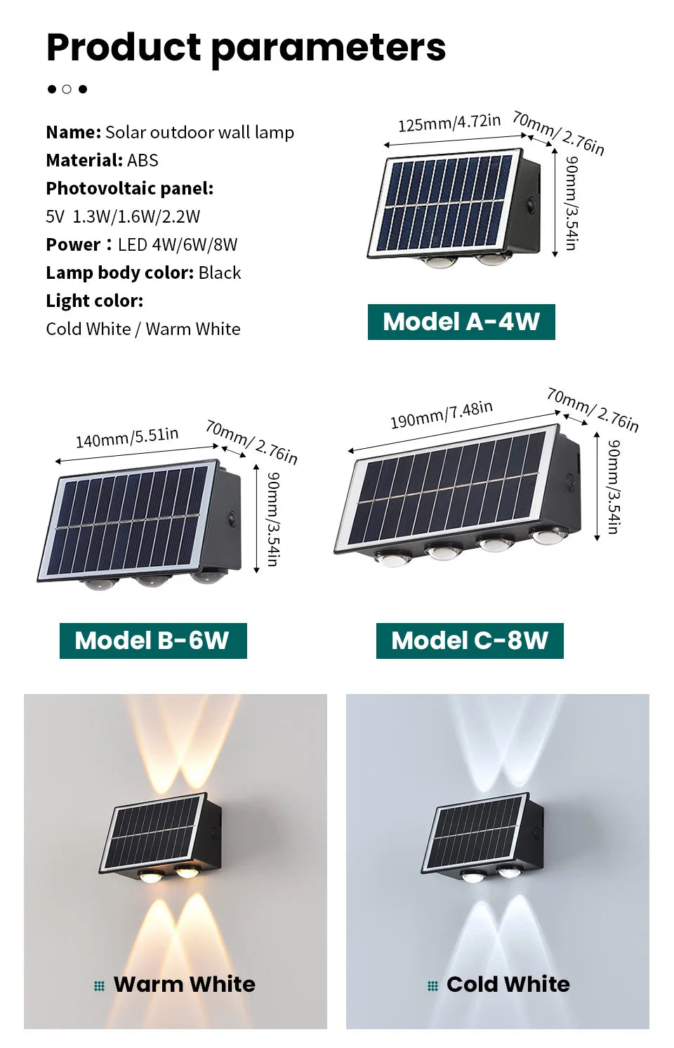 Solar Wall Lamp Outdoor Waterproof Solar Powered Light UP and Down Illuminate Home Garden Yard Decoration Outside Sunlights