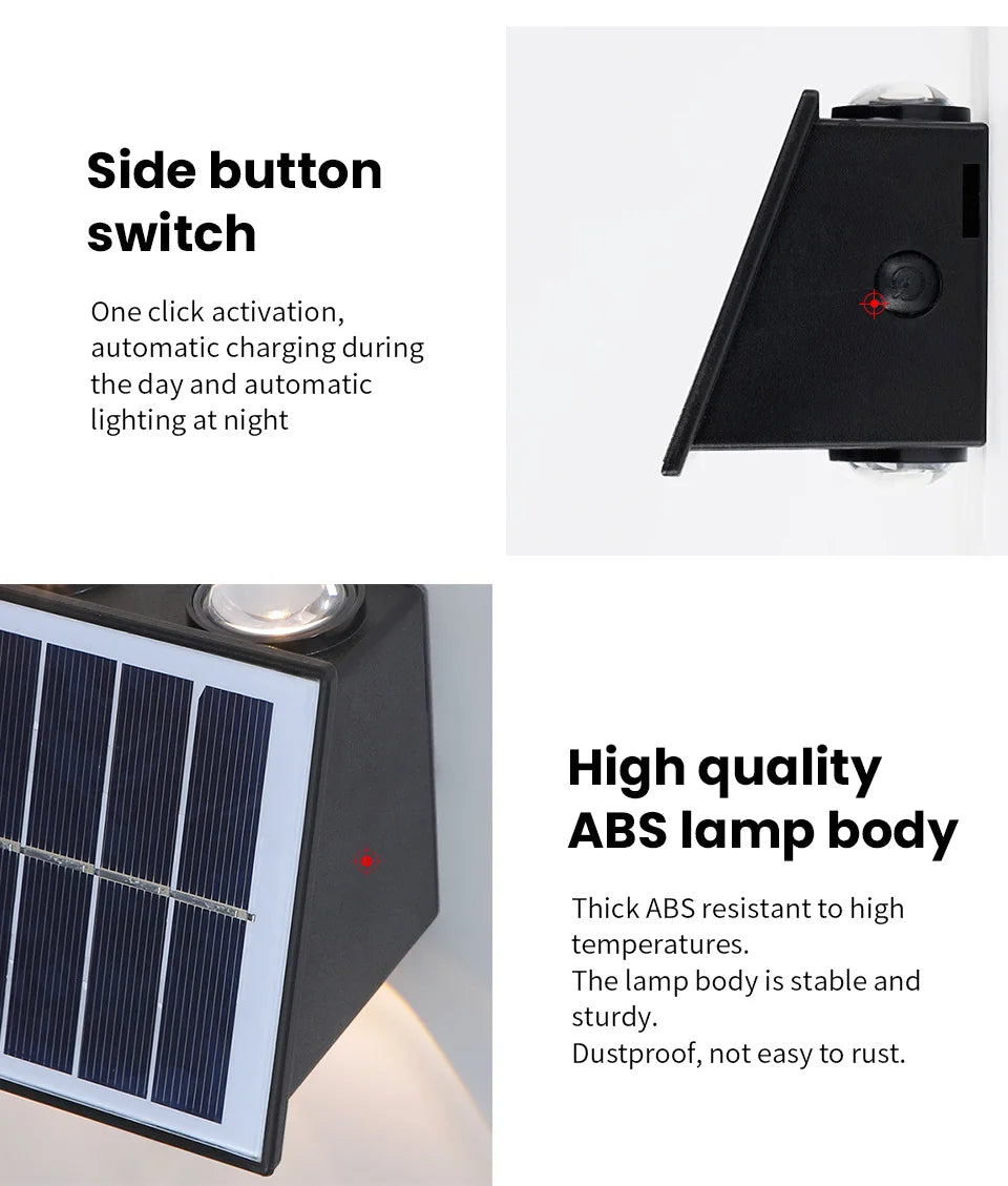 Solar Wall Lamp Outdoor Waterproof Solar Powered Light UP and Down Illuminate Home Garden Yard Decoration Outside Sunlights