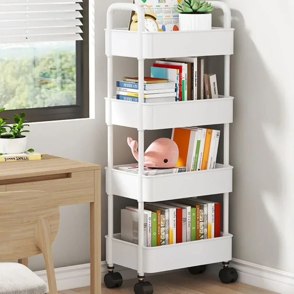 Mobile Storage Rack Trolley Household Kitchen Multifunctional Cart with Wheels Rack Bedroom Multi-layer Storage Home Accessories