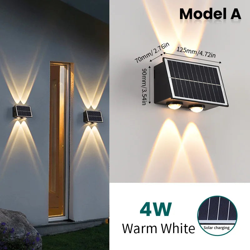 Solar Wall Lamp Outdoor Waterproof Solar Powered Light UP and Down Illuminate Home Garden Yard Decoration Outside Sunlights