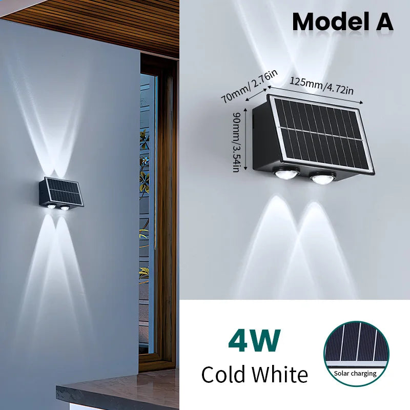 Solar Wall Lamp Outdoor Waterproof Solar Powered Light UP and Down Illuminate Home Garden Yard Decoration Outside Sunlights
