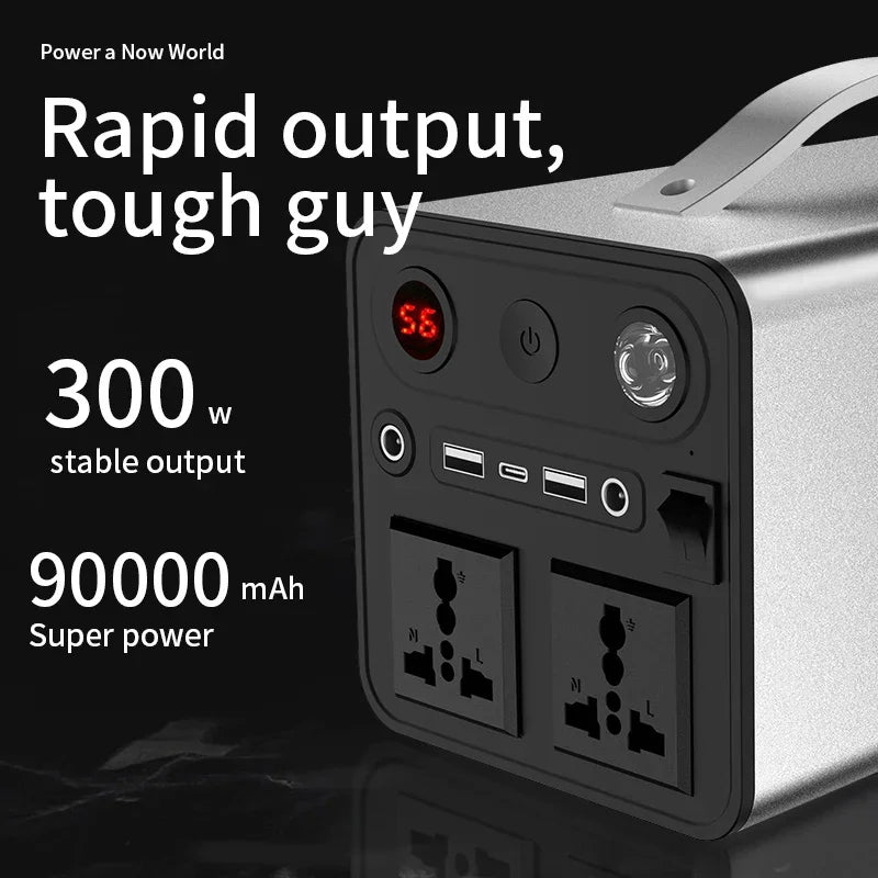 Portable Power Station with AC/DC/USB Outputs and QC 3.0 Charging