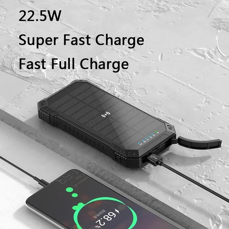 10,000–30,000mAh Solar Power Bank with Fast Charging