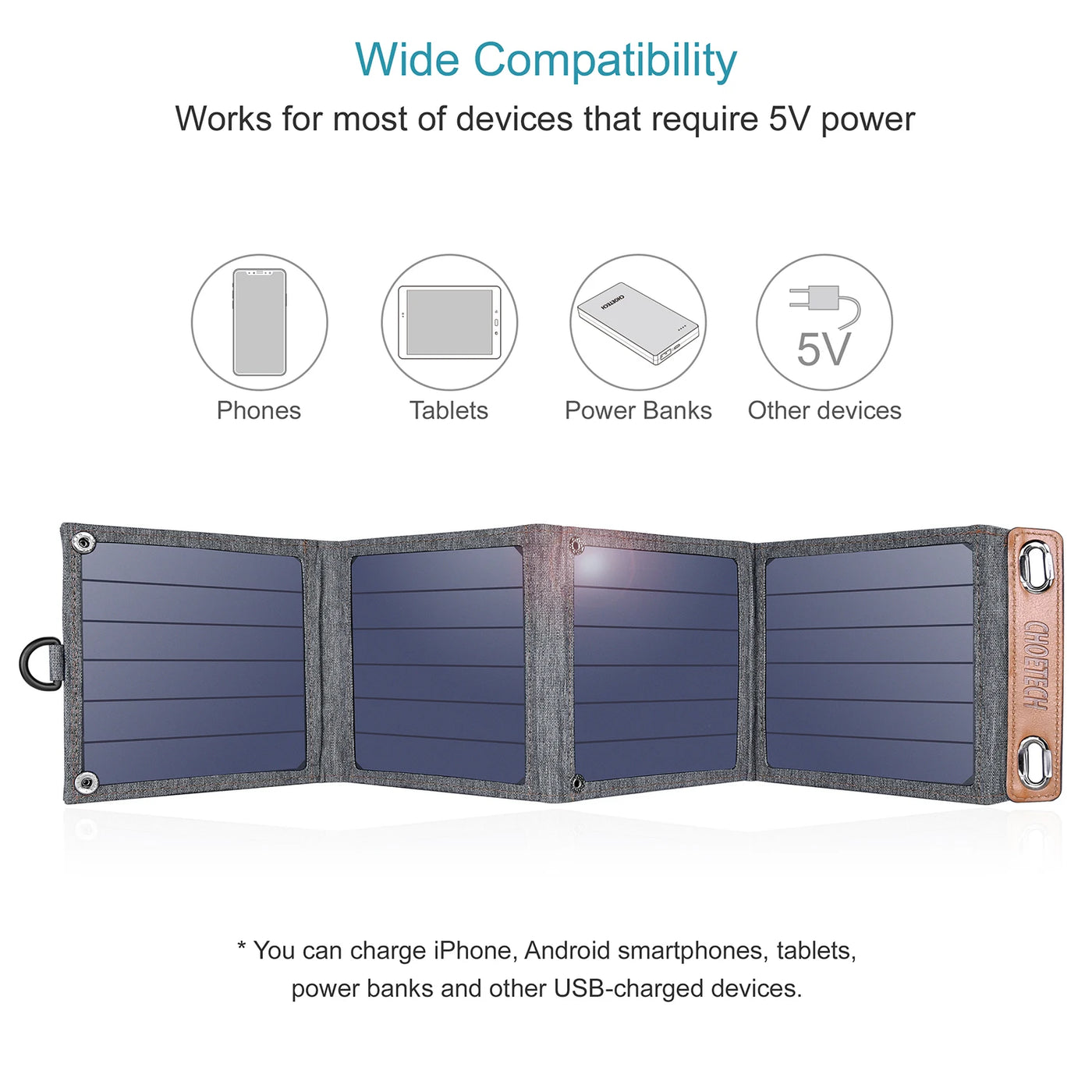 Choetech 14W Foldable Solar Charger with USB-A Output