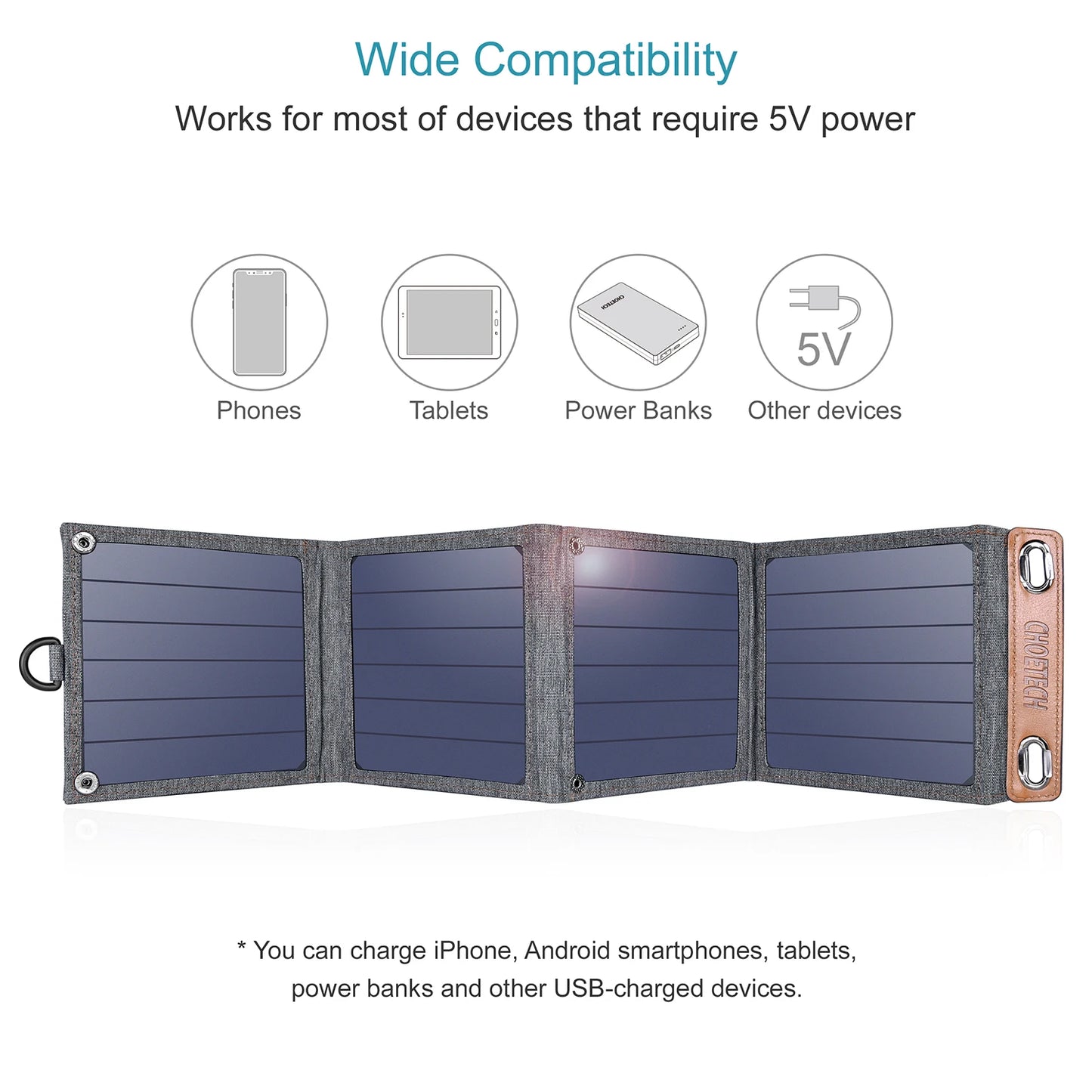 14W Choetech Foldable Solar Charger with 1*USB-A