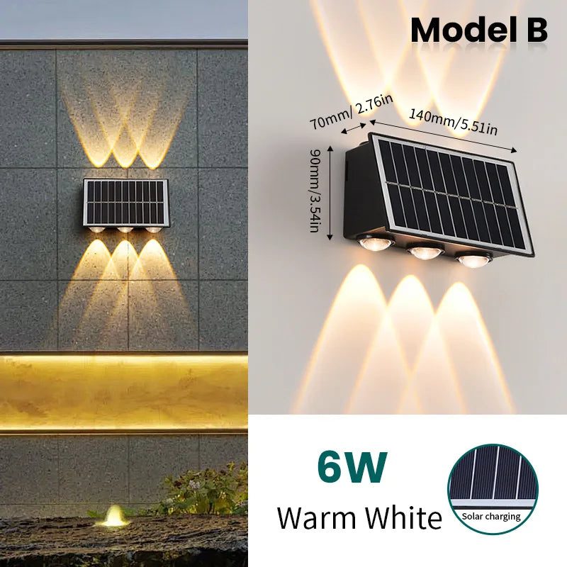 Solar Wall Lamp Outdoor Waterproof Solar Powered Light UP and Down Illuminate Home Garden Yard Decoration Outside Sunlights