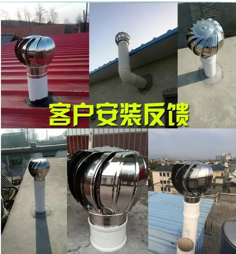 110mm Stainless Steel Roof Ventilator Wind Turbines Air Vent Attic Ventilator Pipefit Roof Ventilating Fan