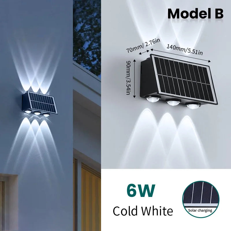 Solar Wall Lamp Outdoor Waterproof Solar Powered Light UP and Down Illuminate Home Garden Yard Decoration Outside Sunlights
