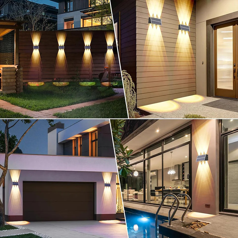 Solar Wall Lamp Outdoor Waterproof Solar Powered Light UP and Down Illuminate Home Garden Yard Decoration Outside Sunlights