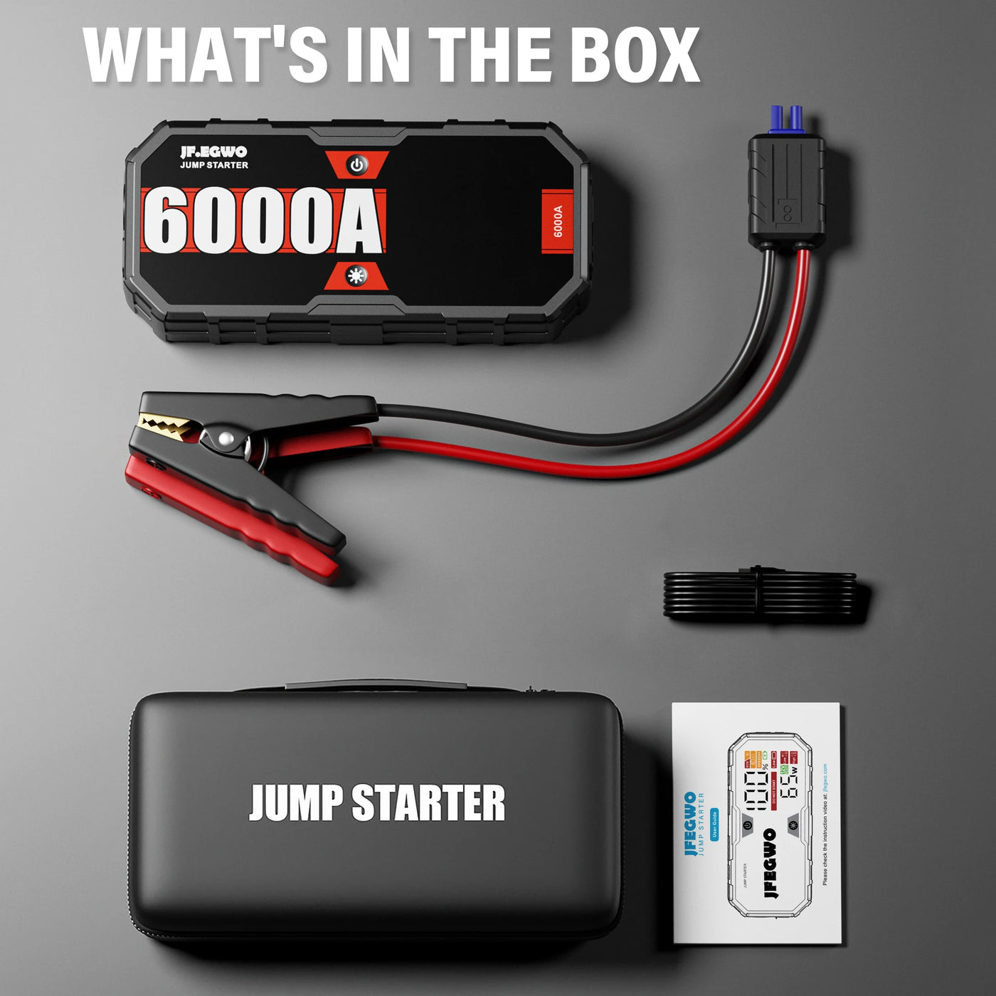 6000A Jump Starter Power Bank – 30,000mAh, 65W USB-C PD