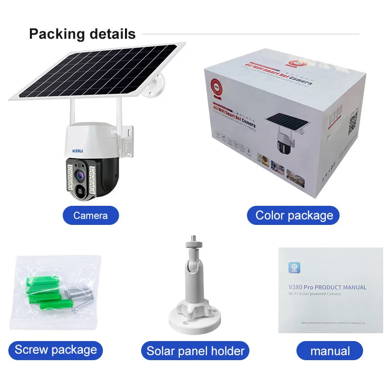 V380 Pro Solar Security Camera – 4G/Wi-Fi, 2MP and Two-Way Audio