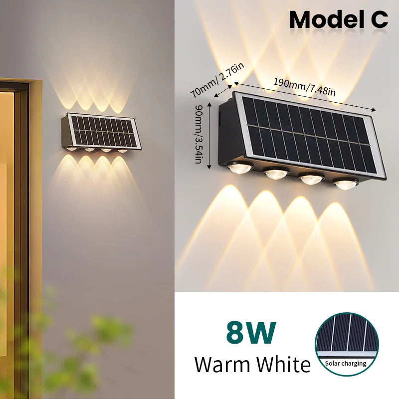 Solar Wall Lamp Outdoor Waterproof Solar Powered Light UP and Down Illuminate Home Garden Yard Decoration Outside Sunlights
