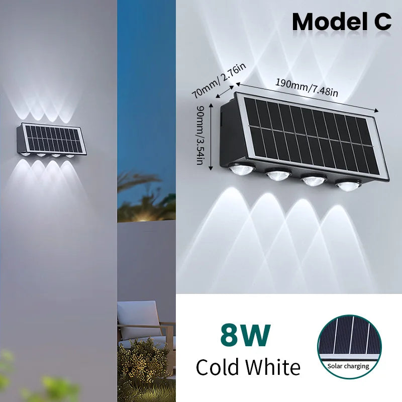 Solar Wall Lamp Outdoor Waterproof Solar Powered Light UP and Down Illuminate Home Garden Yard Decoration Outside Sunlights