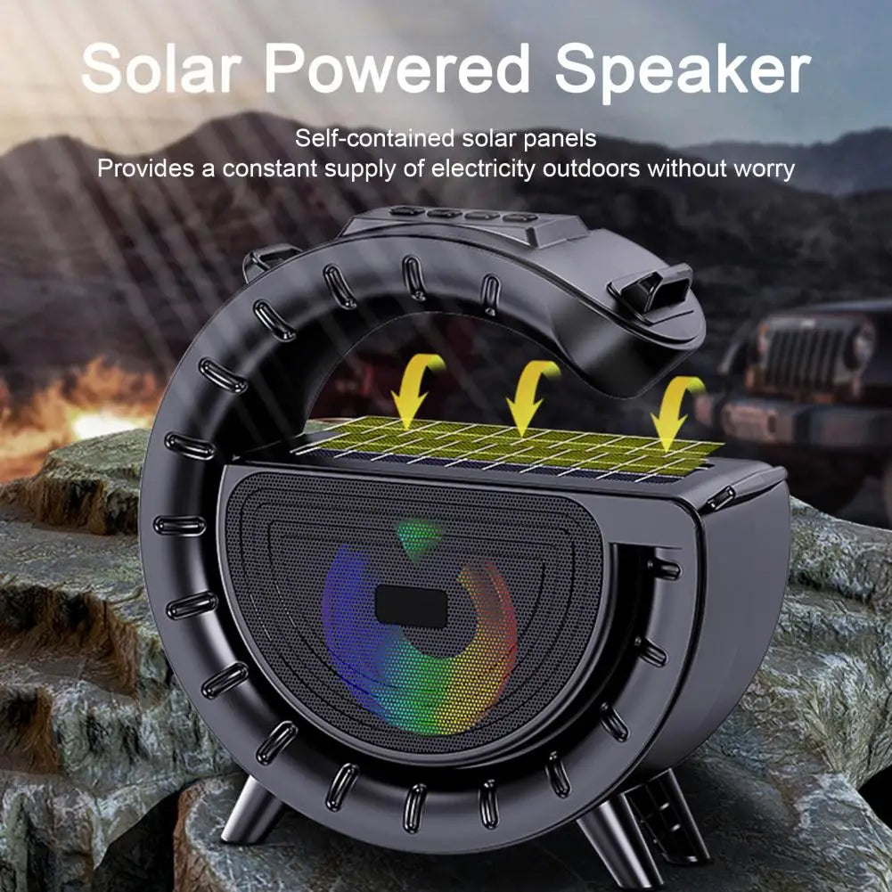 Solar-Powered Bluetooth Speaker with FM Radio and LED Flashlight