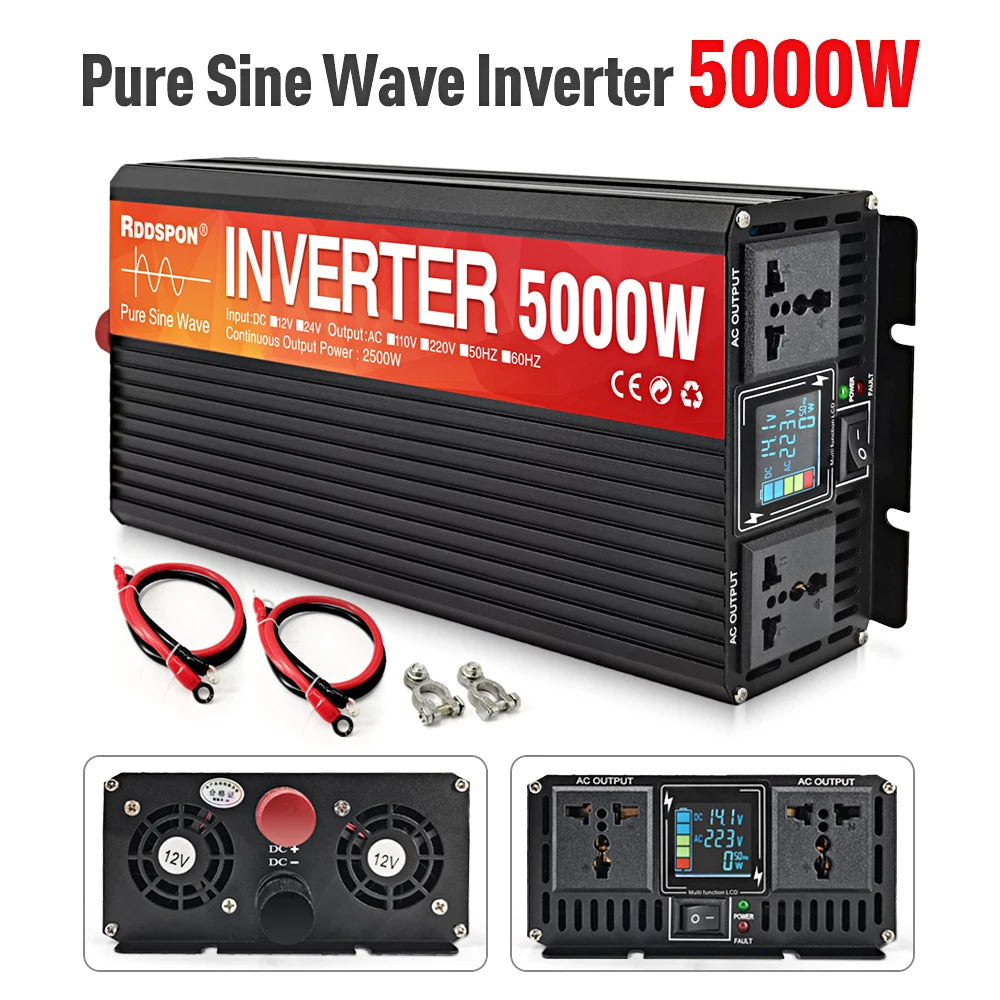 Pure Sine Wave Inverter Set (3000W/4000W/5000W) with Universal Socket and Multi-Protection Features