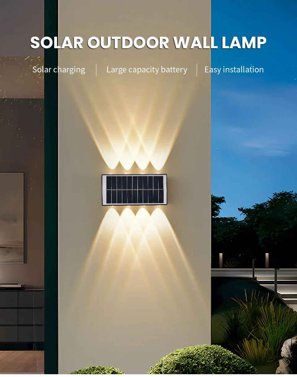 Solar Wall Lamp Outdoor Waterproof Solar Powered Light UP and Down Illuminate Home Garden Yard Decoration Outside Sunlights
