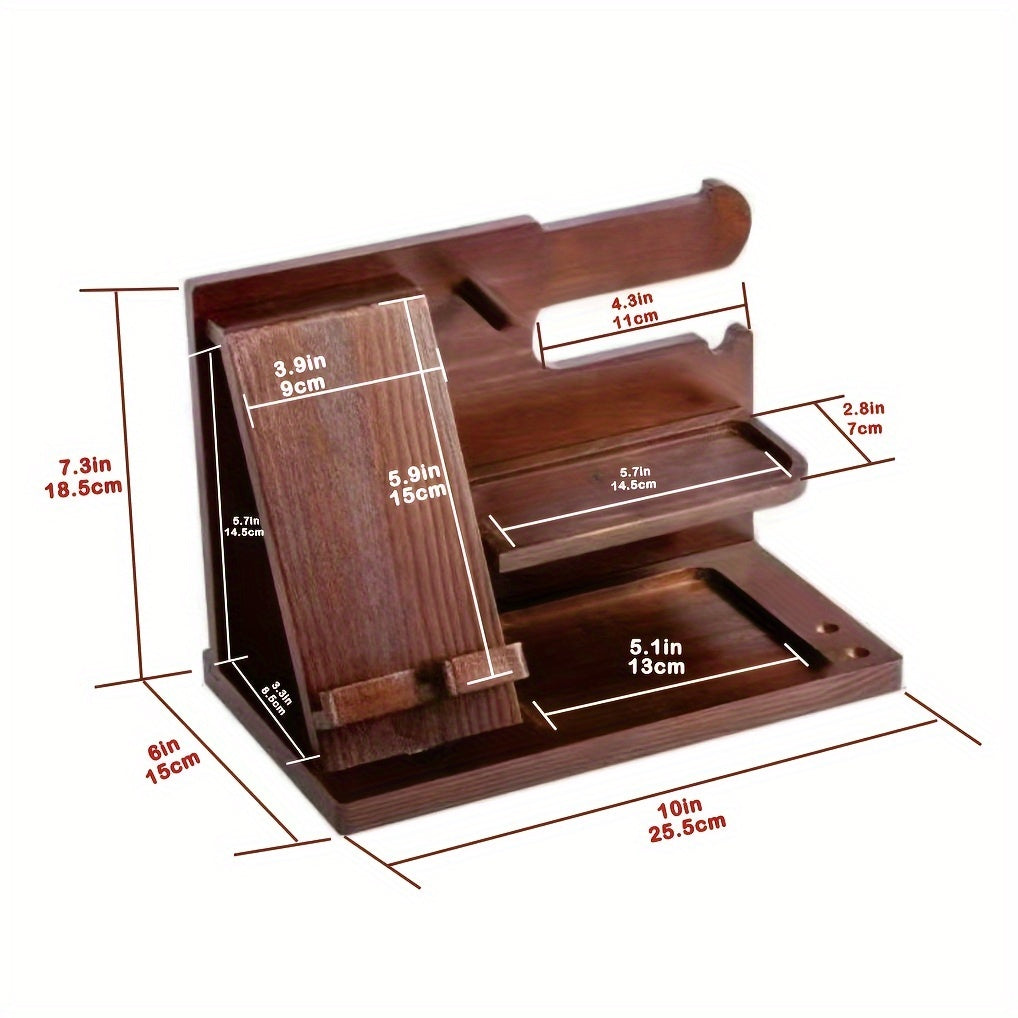 1PC stylish wooden telephone rack, display watch wallet, glasses, keys, bedside table, bedroom, living room, dormitory, home storage room, Men's watches and jewelry storage base