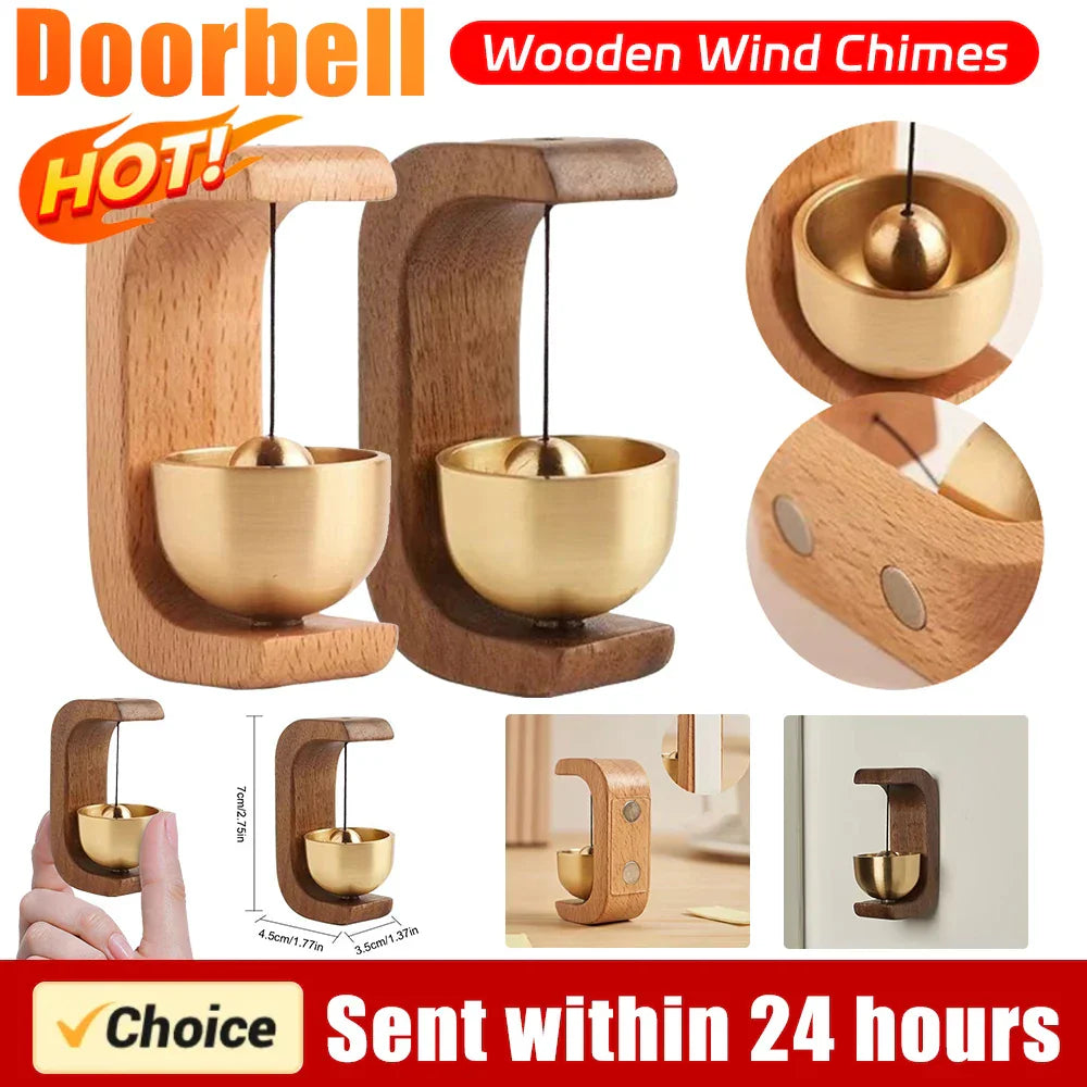 1-3pcs Magnetic Wood Doorbell Chime Hanging Wooden Wind Chimes Decorative Loud Door Bell Wind Loud Door Bell Home Decorations