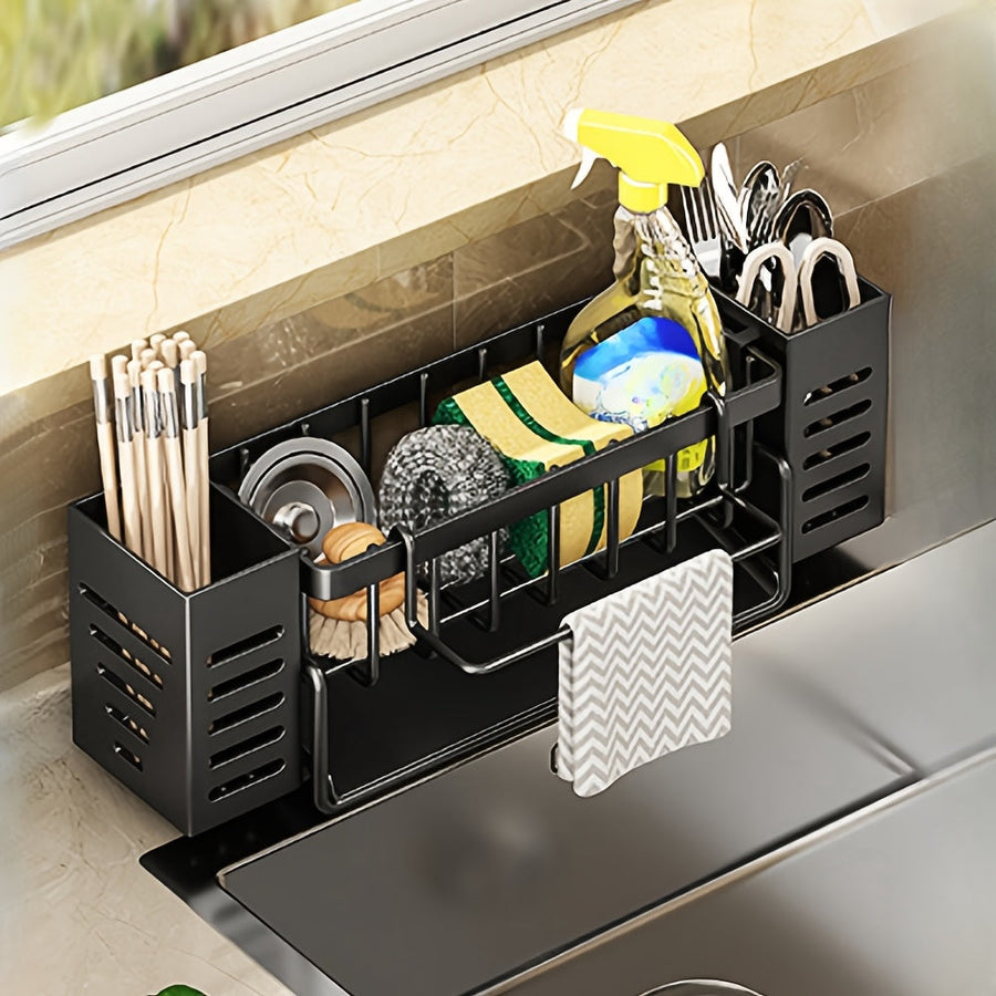 Draining Kitchen Sink Organizer with Cutlery Holder