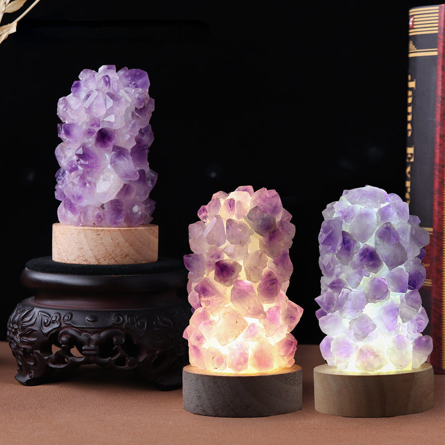 Natural Amethyst Crystal USB Lamp with Dimmer Switch
