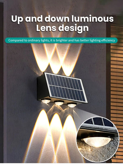 Solar Wall Lamp Outdoor Waterproof Solar Powered Light UP and Down Illuminate Home Garden Yard Decoration Outside Sunlights