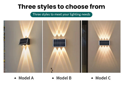 Solar Wall Lamp Outdoor Waterproof Solar Powered Light UP and Down Illuminate Home Garden Yard Decoration Outside Sunlights