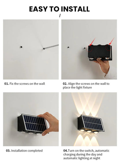 Solar Wall Lamp Outdoor Waterproof Solar Powered Light UP and Down Illuminate Home Garden Yard Decoration Outside Sunlights