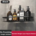 Bathroom Shelf No Drilling Sticker Wall Mounted Rack Hanger Space Aluminum Makeup Organizer Storage Square Basket Bath Shelves