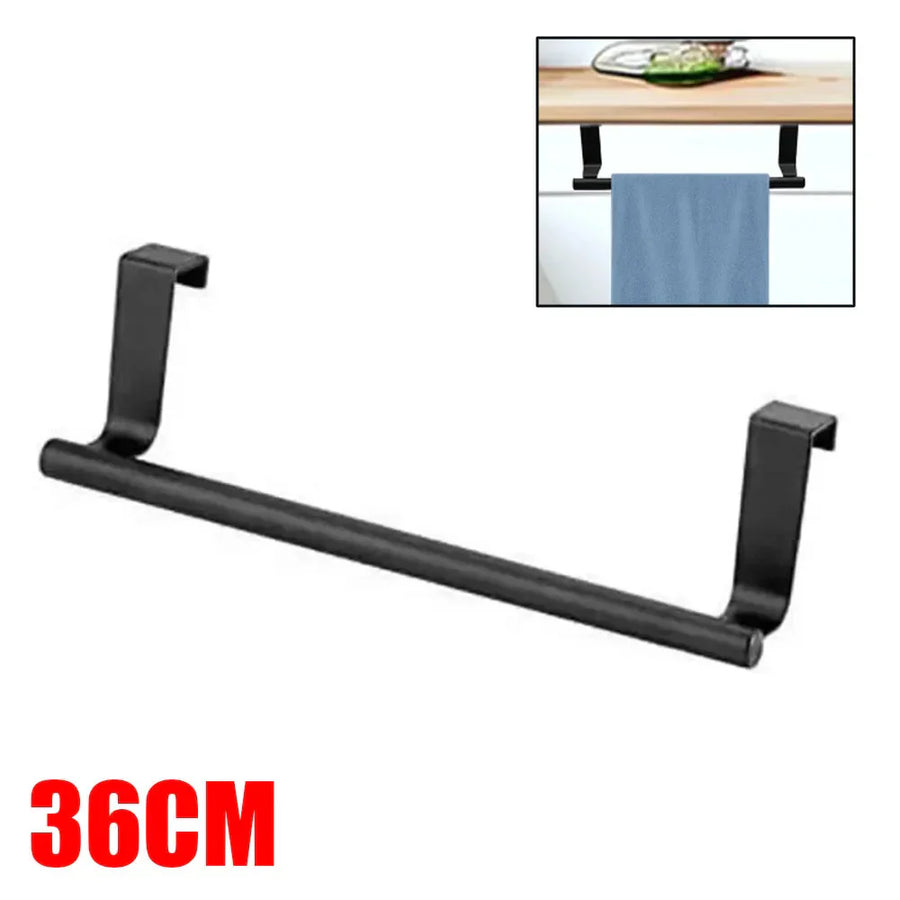 36cm No-Drill Black Towel Rack and Utility Hanger