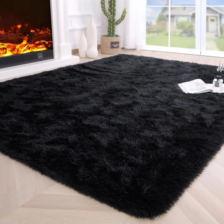 Soft Fluffy Area Rug with Non-Slip Base – Multiple Sizes and Colors