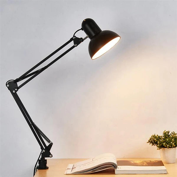 Adjustable Black Metal Table Lamp – E26/E27 Socket, US Plug