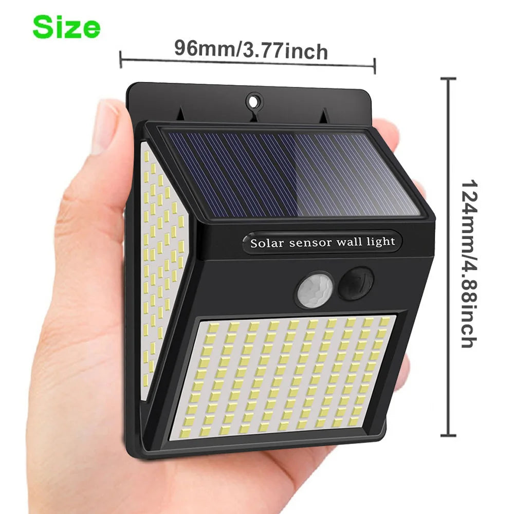 100/144-LED Solar Motion Sensor Outdoor Light – 3–5m Detection