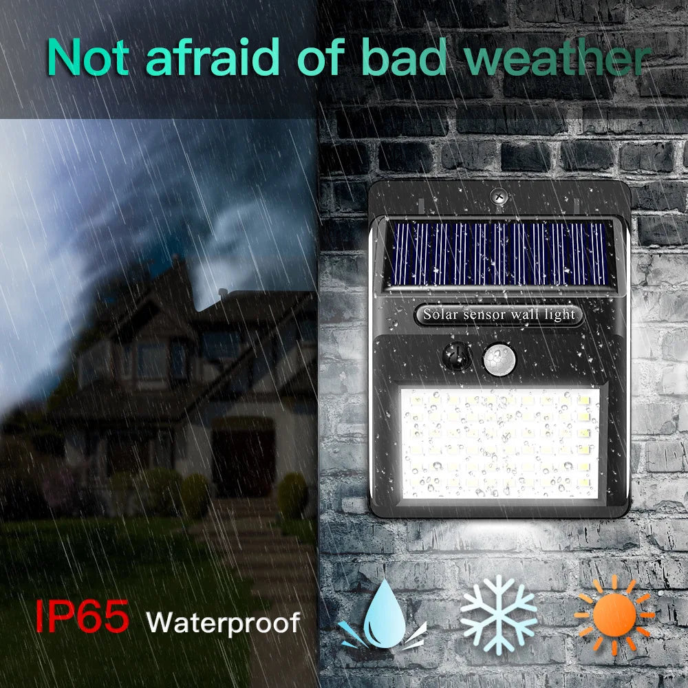100/144-LED Solar Motion Sensor Outdoor Light – 3–5m Detection