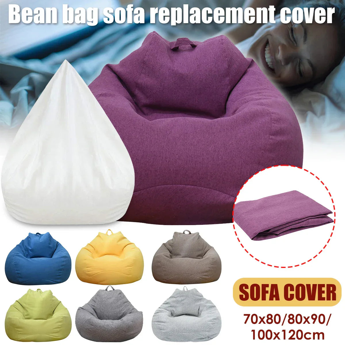 Large Bean Bag Chair Sofa Cover Comfortable Outdoor Lazy Seat Bag Couch Cover Without Filler and Replacement Sofa Inner Liner