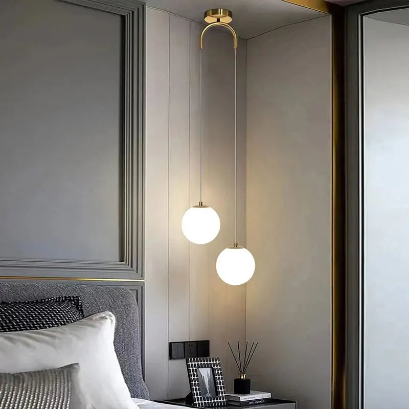 Modern Glass LED Pendant Light – 220V, 1- or 2-Head Options