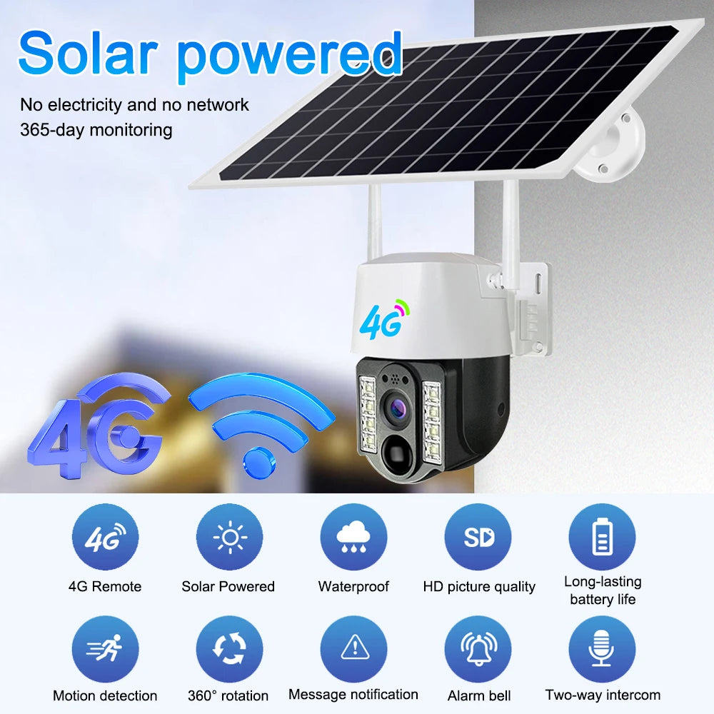 V380 Pro Solar Security Camera – 4G/Wi-Fi, 2MP and Two-Way Audio