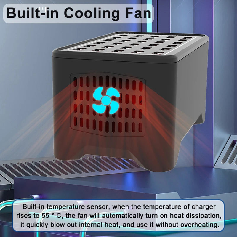 150W Multi-Port USB Charging Station – 10/15/20/25/30 Ports
