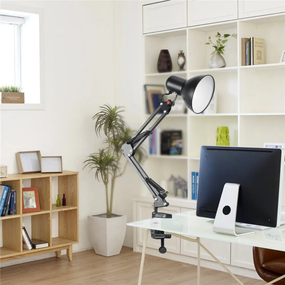 Adjustable Swing-Arm Desk Lamp – E26/E27 Socket, Bulb Not Included