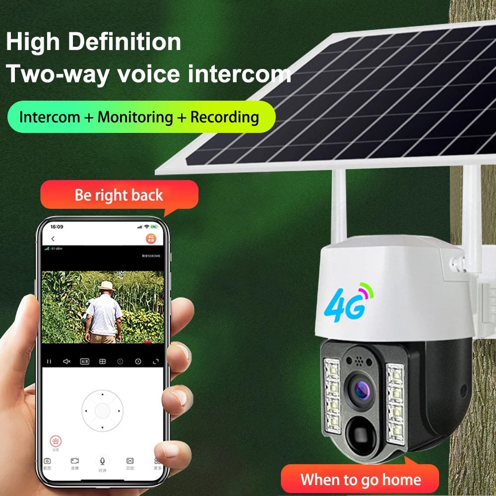 V380 Pro Solar Security Camera – 4G/Wi-Fi, 2MP and Two-Way Audio