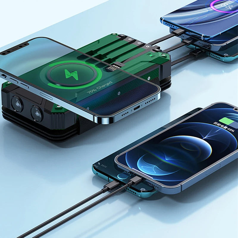 30,000mAh 4-Panel Foldable Solar Power Bank with Wireless Charging