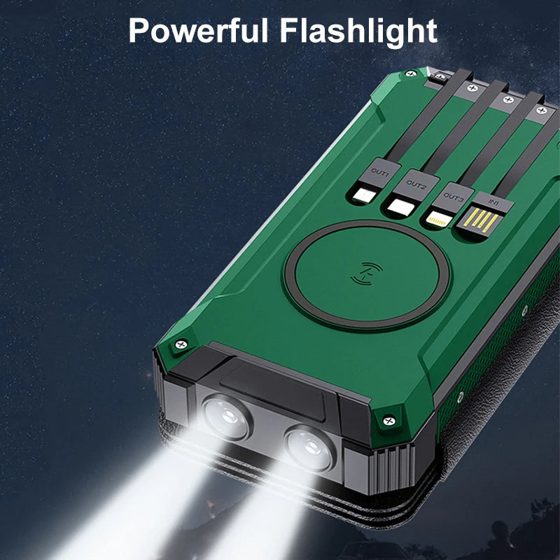 30,000mAh 4-Panel Foldable Solar Power Bank with Wireless Charging
