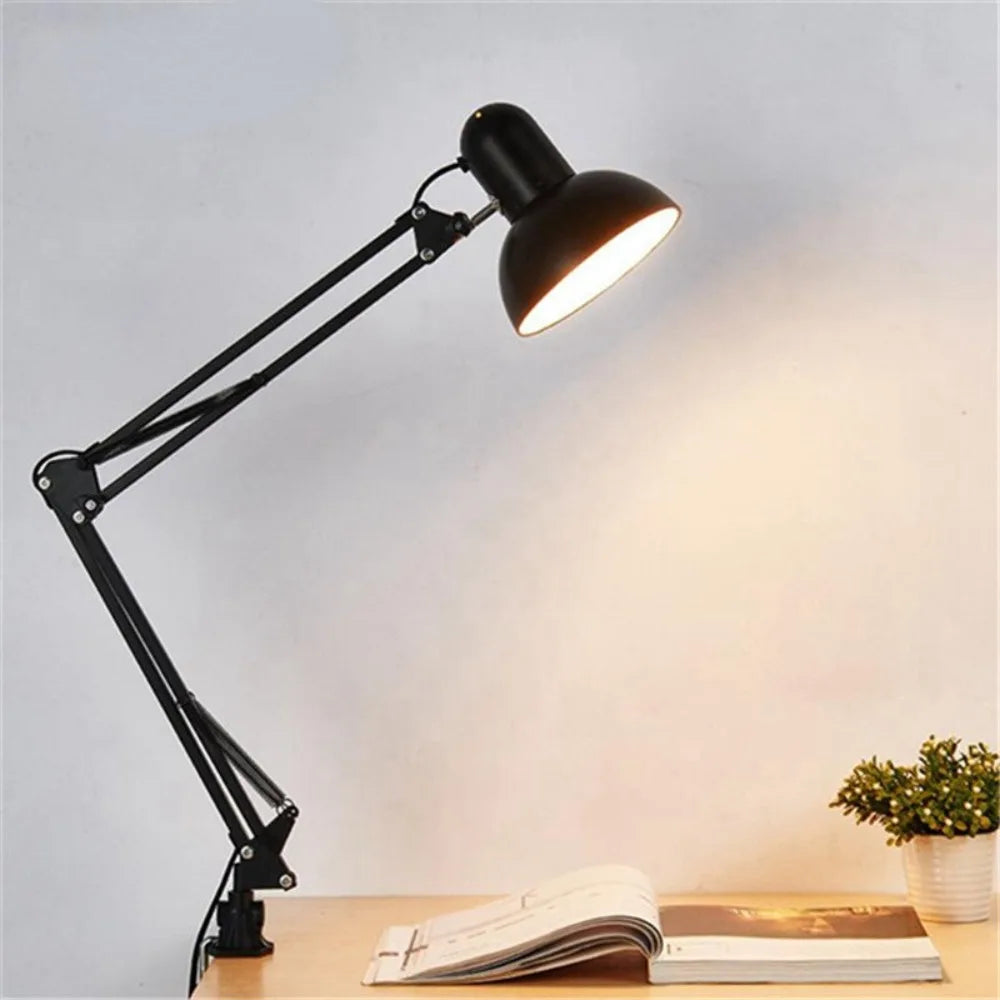Adjustable Swing-Arm Desk Lamp – E26/E27 Socket, Bulb Not Included