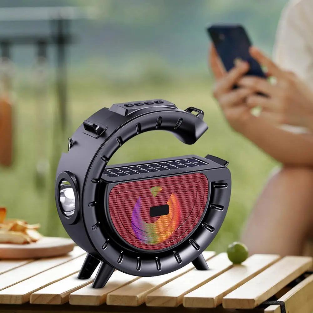 Solar-Powered Bluetooth Speaker with FM Radio and LED Flashlight