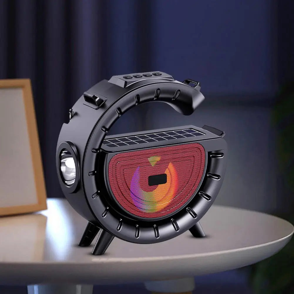 Solar-Powered Bluetooth Speaker with FM Radio and LED Flashlight
